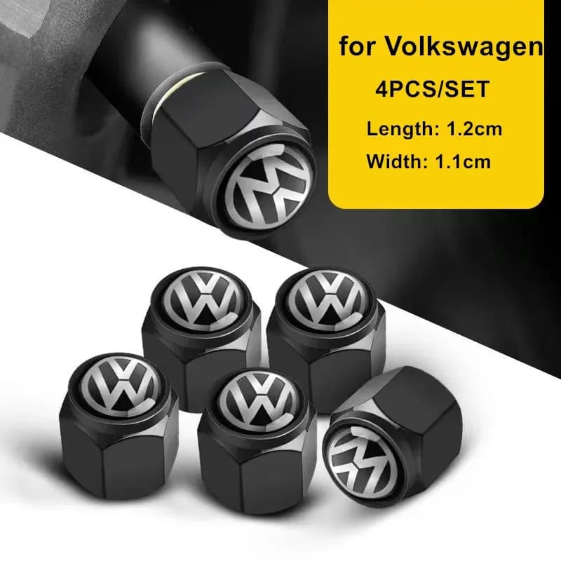 New 4 pcs Metal Car Wheel Valve Stem Covers for VW Volkswagen Golf Polo Passat Tiguan Touran Jetta Accessories