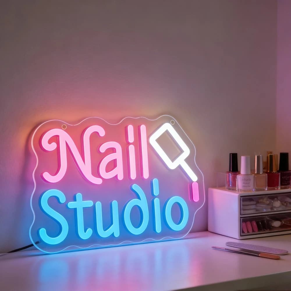 Insegna LED Neon per Studio Unghie, Luce da Parete USB Dimmerabile per Salone di Bellezza, Regalo per Nail Artist, Decorazione Angolo Unghie, Luce al Neon