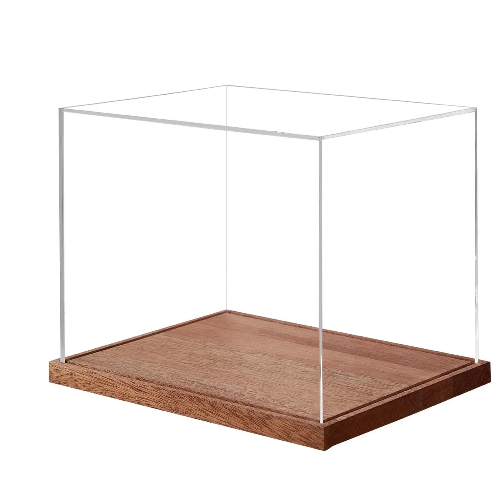 Transparent football helmet case with wooden support, natural-size football helmet for sports collectors, baseball, hockey