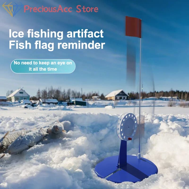 1 set of durable winter ice fishing rods with tip fishing flag on ice portable winter fishing flag ice fishing accessories