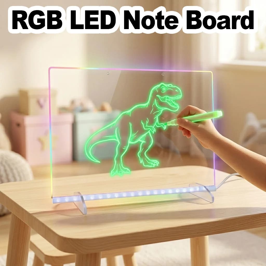 Led Drawing Board For Kids With Stand USB Plug-in Dry Erase Colorful Message Note Tablet 8 Colors Acrylic Rewritable Light