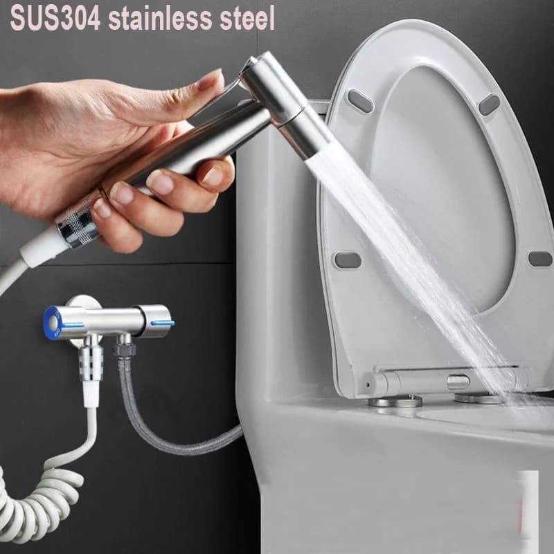 Rubinetto Bidet in Acciaio Inox 304, Spruzzatore Portatile per WC, Doccetta Bidet Autopulente per Bagno