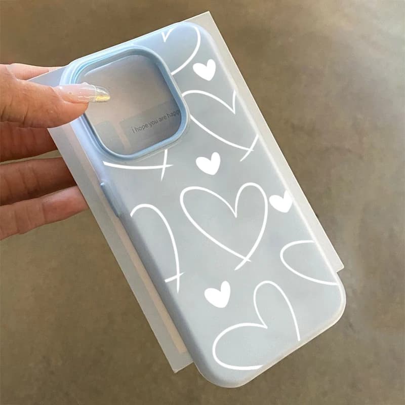 Elegant White Cover with Heart for Samsung Galaxy A06 A55 A56 A07 A17 S25 S24 FE S23 S26 Ultra Plus S22, Opaca Cover 2-in-1