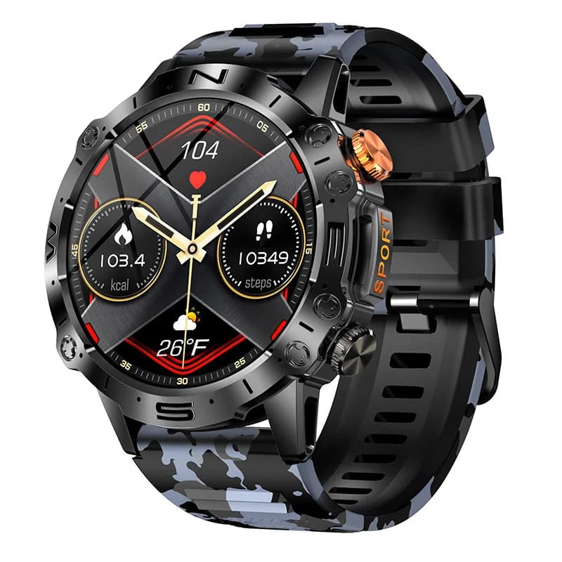 Sports Smartwatch K59 with AMOLED Screen from 1,43 Inch, Integrated BT Calls in Zinc Alloy, Waterproof IP67, Movement Monitoring