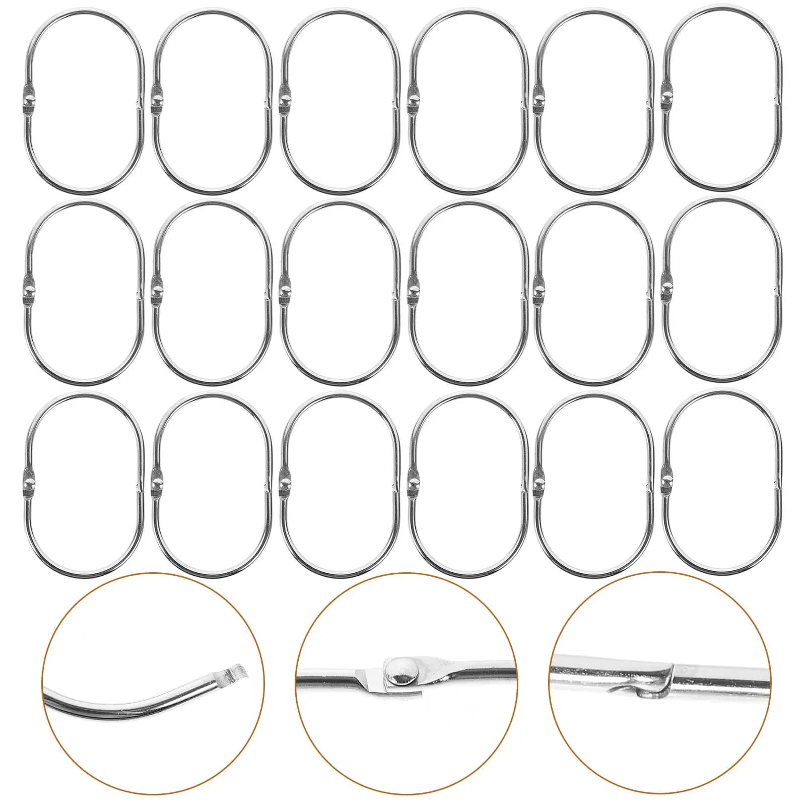 30 Pieces Metal Rings for Shower Curtains, Robusts and Anti Rusts, Oval Hooks for Bathroom Decoration, Sliding Curtain Rod