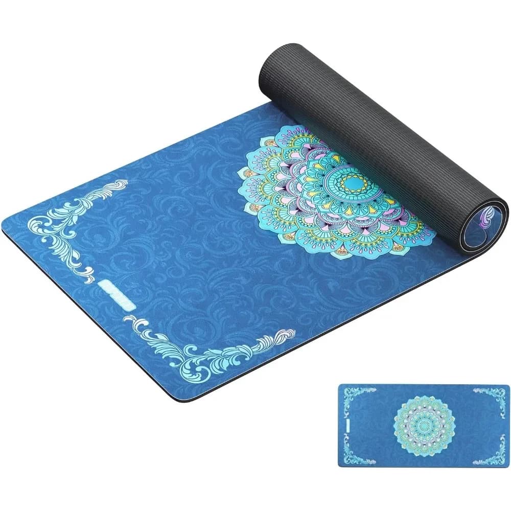 Tappetino Yoga Extra Largo 72x36 Antiscivolo Spesso Bicolore in PVC ad Alta Imbottitura per Yoga Pilates Allenamento a Casa con Borsa a Rete