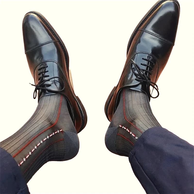 Calzini da uomo jacquard Calzini eleganti da lavoro a righe alla moda per uomo Calza formale trasparente da clubwear Calzini da uomo