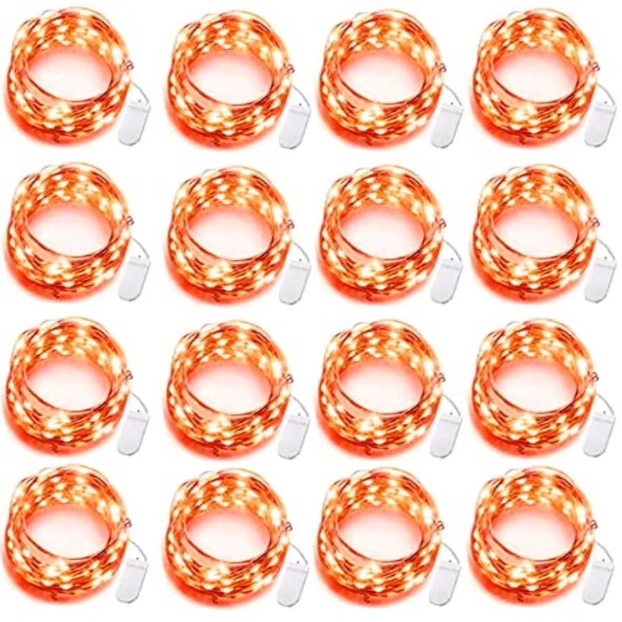 16 Pack LED Fairy Lights Battery Operated - 10Feet 30LED Copper Wire Mason Jar String Lights, IP65 Waterproof, Bendable for Ind