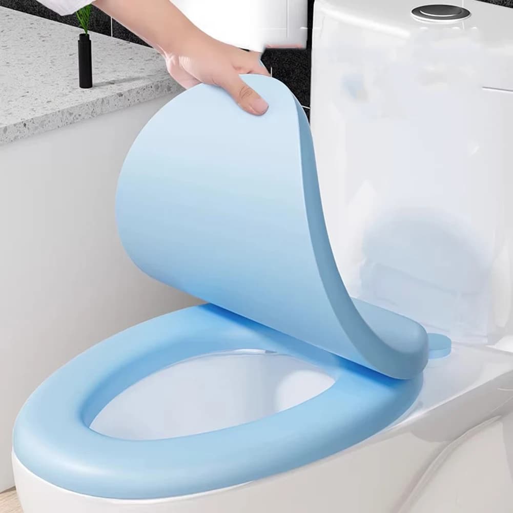 Robusta copertura per sedile WC con chiusura ammortizzata, facile da pulire, con meccanismo a sgancio rapido, compatibile con i servizi igienici standard a forma di U e O