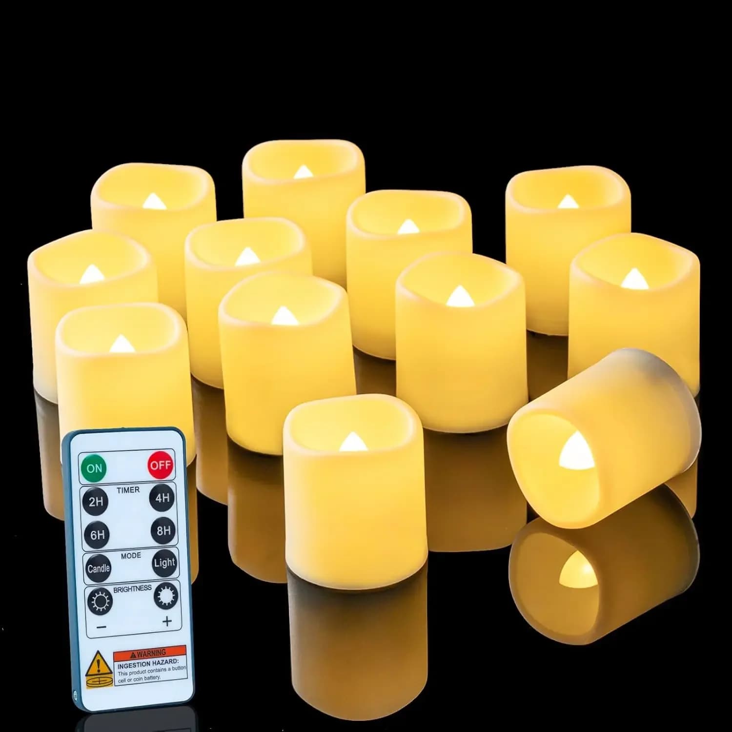 Candele LED con Telecomando e Timer, Oltre 400 Ore di Autonomia, Luce Bianca Calda Senza Fiamma per Decorazioni Esterne e Festive