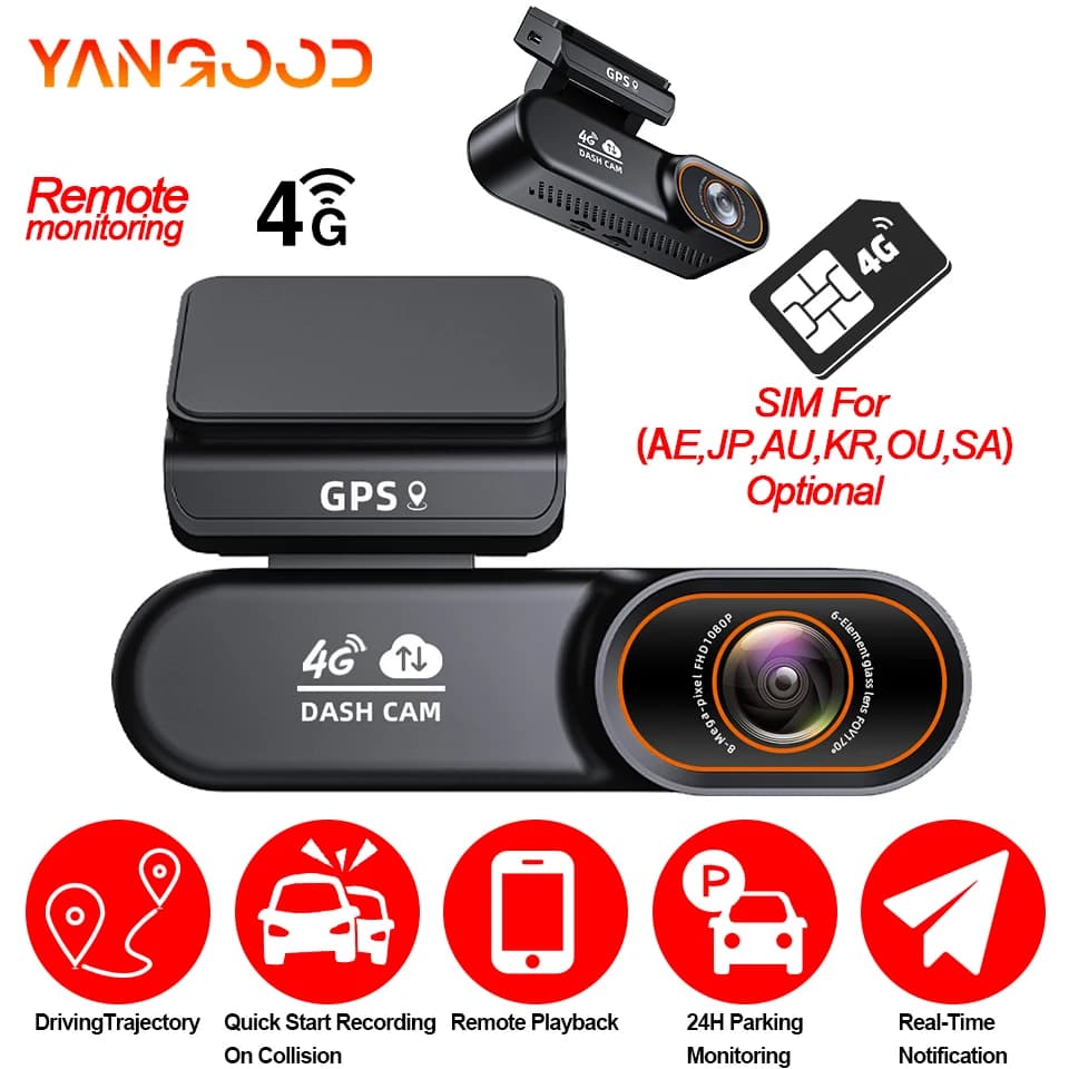 Dash Cam 4G UHD Mini App Control CAR DVR SIM card optional Real-time recording Live Streaming Monitor Parking 24 Hours Black box