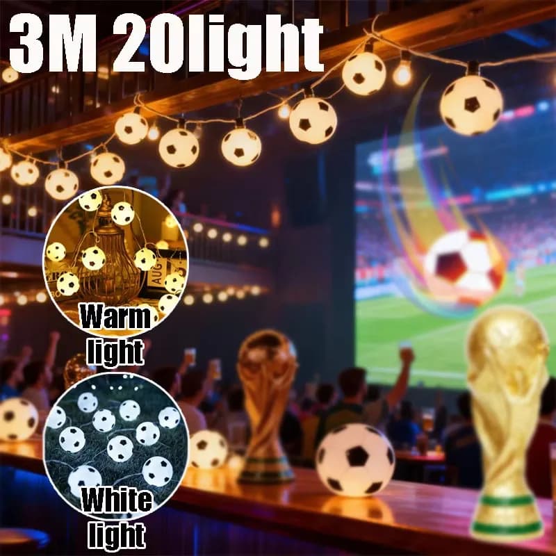 Luci a Stringa a Forma di Pallone da Calcio Impermeabili, 3M 20 LED, per Decorazioni di Feste e Celebrazioni