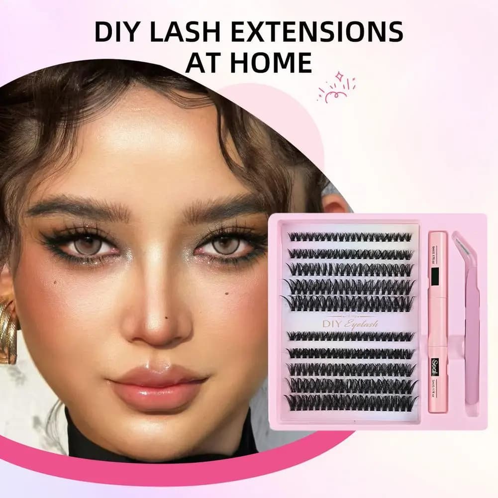 200 pcs Cluster Eyelashes Kit Tops Extensions Individual Eyelashes With Lower Eyelashes Kit Extension FAI Cards Make Up Eyelashes FAI FROM TE