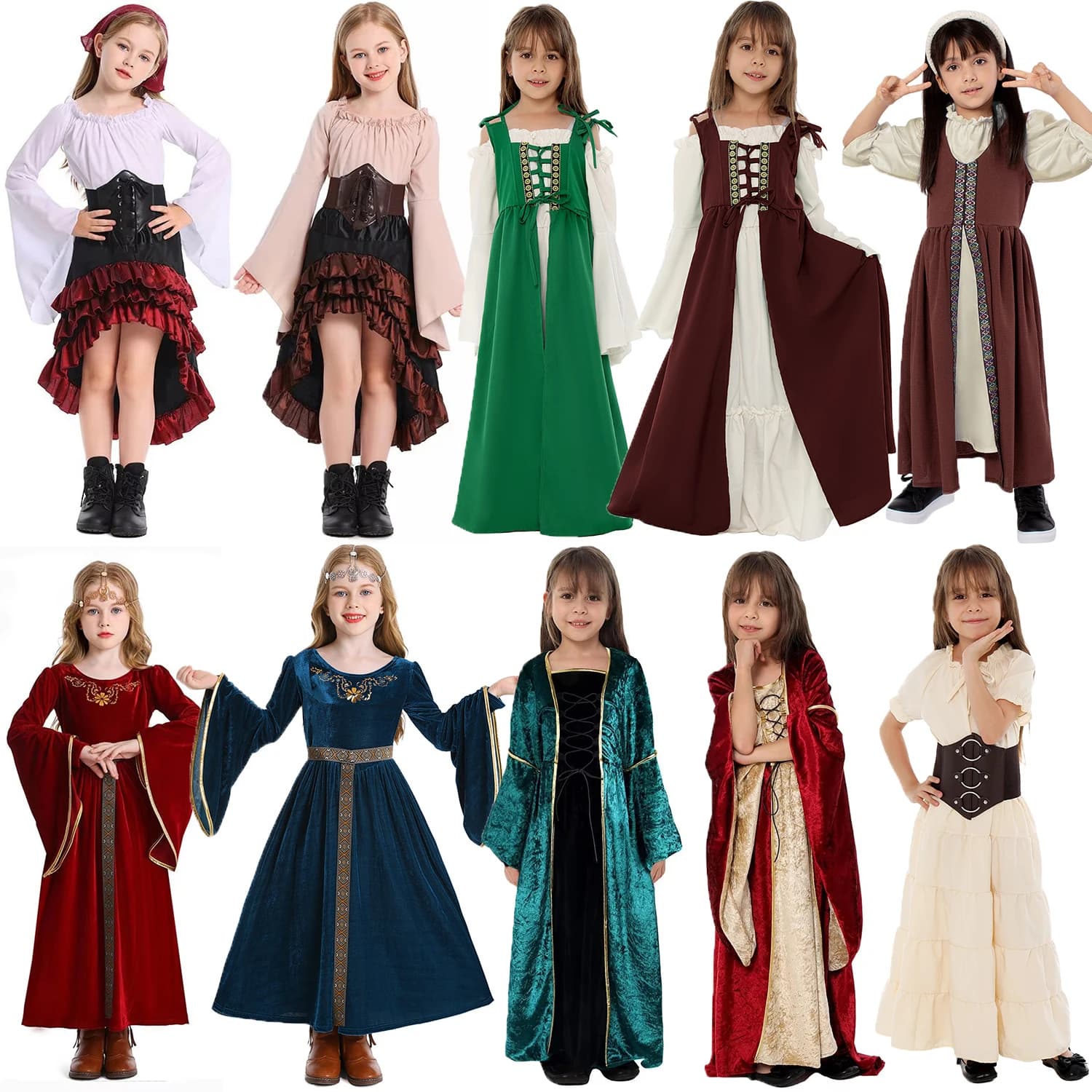 Costume da ragazza medievale rinascimentale Umorden per ragazze, bambini, adolescenti