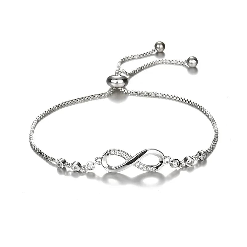 Braccialetti infiniti amore infinito zircone moda per donna Braccialetti a catena di cristallo Gioielli per feste regolabili Regalo di San Valentino