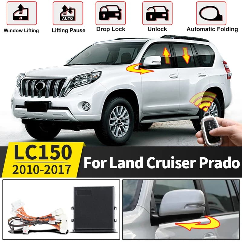 Per Toyota Land Cruiser 150 Prado LC150 j150 2010-2017 Finestra chiusa automatica + Specchietto retrovisore Pieghevole Modulo OBD Accessori