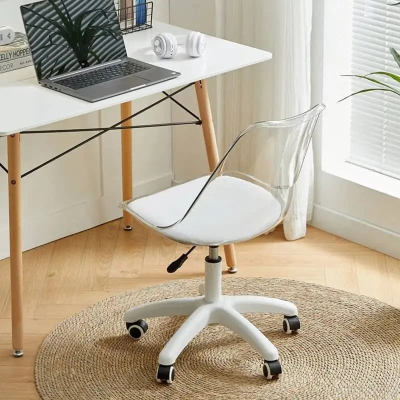 Sedie da Ufficio con Ruote, Sedia da Gaming Moderna ed Elegante a Basso Prezzo, Design Lounge per Scrivania, Sedia Bianca da Ufficio