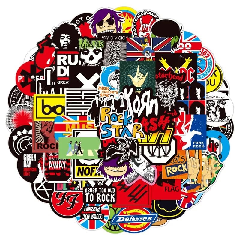 10/50/100pcs Classic Graffiti Rock Roll Stickers decalcomanie per banda musicale per casco fai da te chitarra telefono Laptop moto bagagli