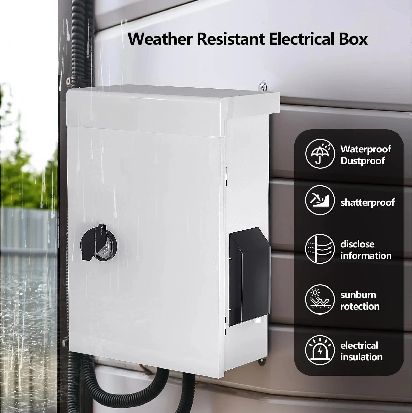 Quadro Elettrico Ventilato per Esterni con Termostato e Ventola, in Lamiera d'Acciaio Laminata a Freddo e Trave Posteriore in Lega di Alluminio 17.7"×13.7"×7.9"