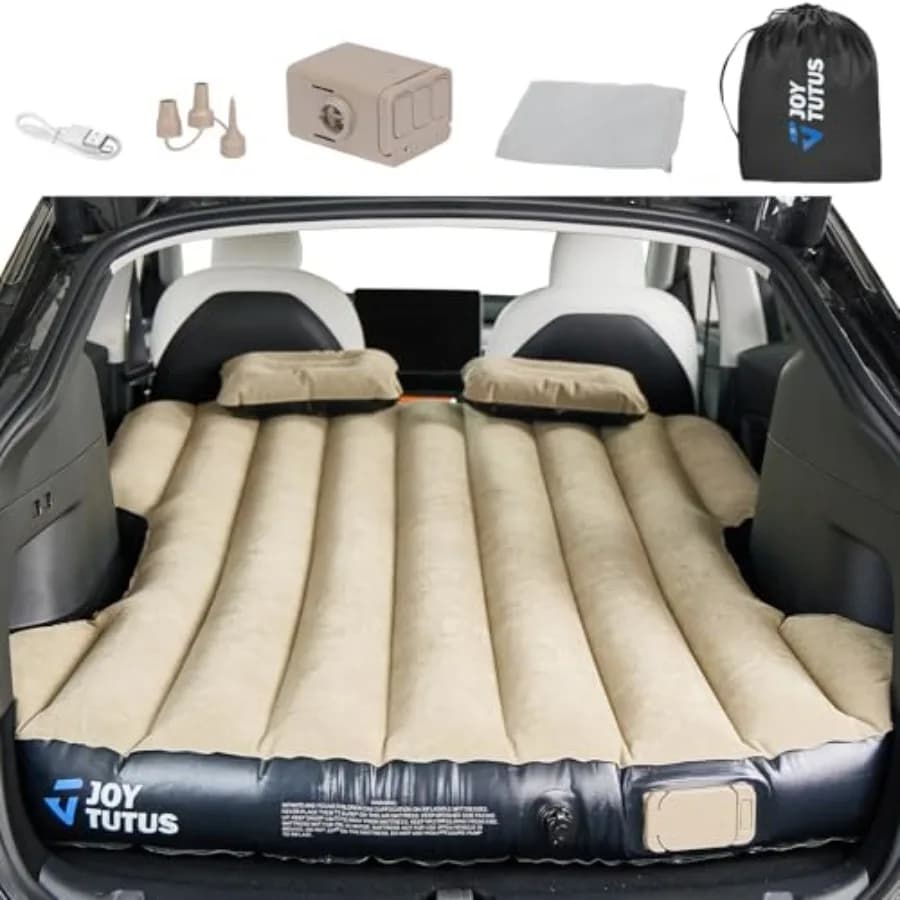Materasso ad aria autogonfiabile per campeggio compatibile con Tesla Model Y, con pompa integrata migliorata, lenzuola morbide e 2 cuscini