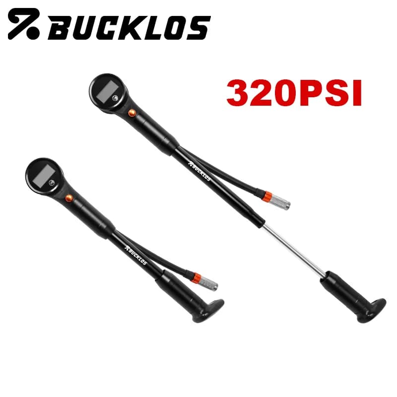 Pompa per Bicicletta Portatile BUCKLOS con Manometro 320PSI, Gonfiatore ad Alta Pressione per Pneumatici, Pompa ad Aria per Ammortizzatori, Valvola Schrader e Presta