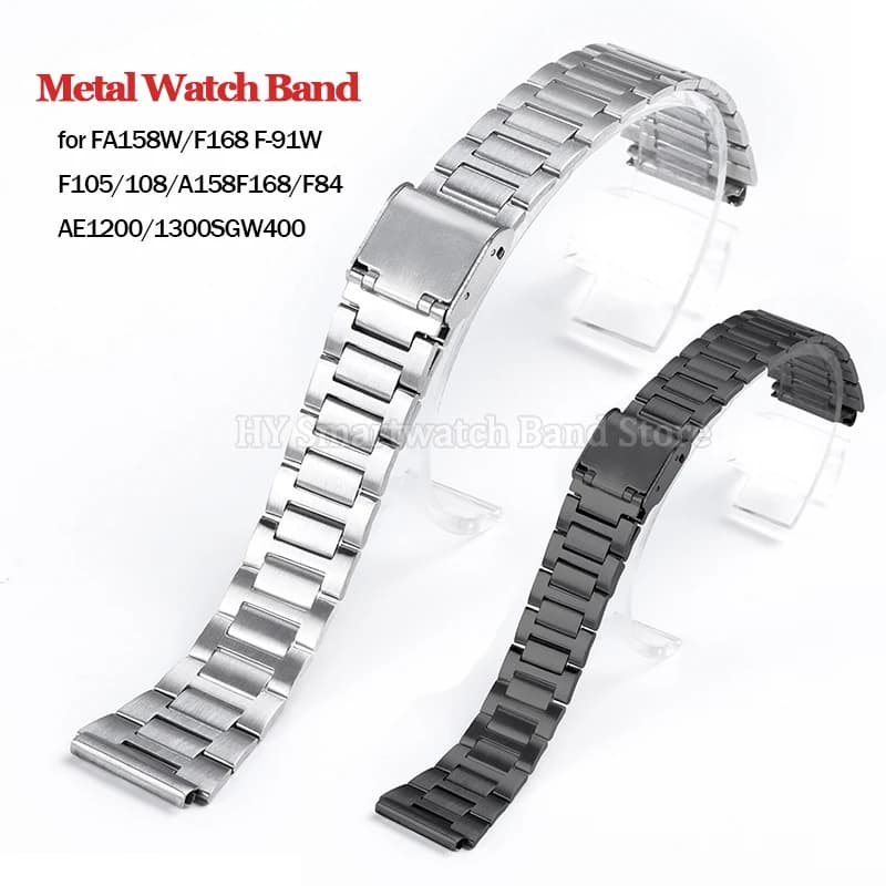 Cinturino per orologio in metallo da 18 mm per Casio F-91W F105/108/A158/168 AE1200/1300 cinturino da polso in acciaio inossidabile accessori per bracciale universale