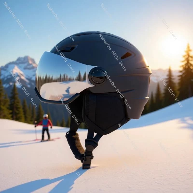 Casco da Sci con Occhiali Integrati per Sport all'Aperto, Casco Caldo per Adulti per Snowboard Singolo e Doppio