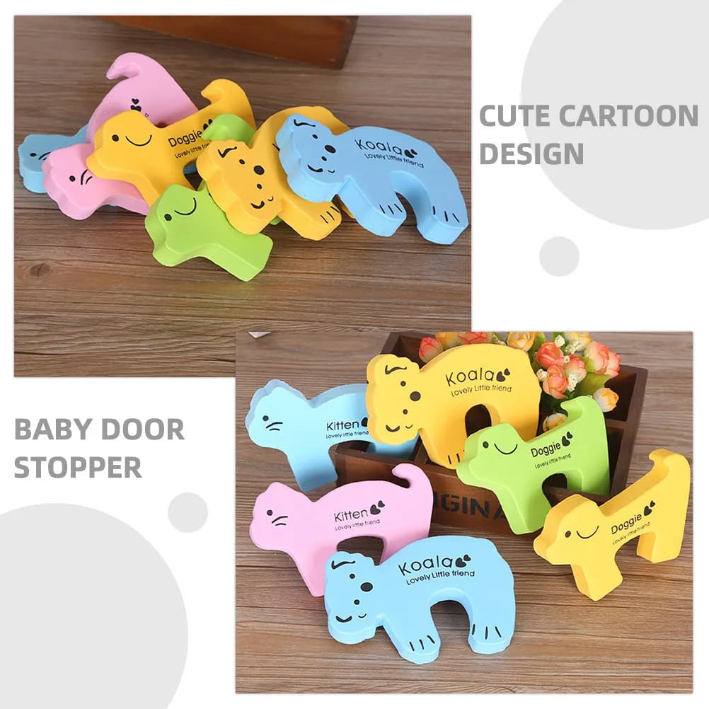 6 Pezzi Fermaporta a Cartone Animato, Protezioni Anti-Pizzicamento per Bambini, Fermaporta di Sicurezza, Protezione per Bambini