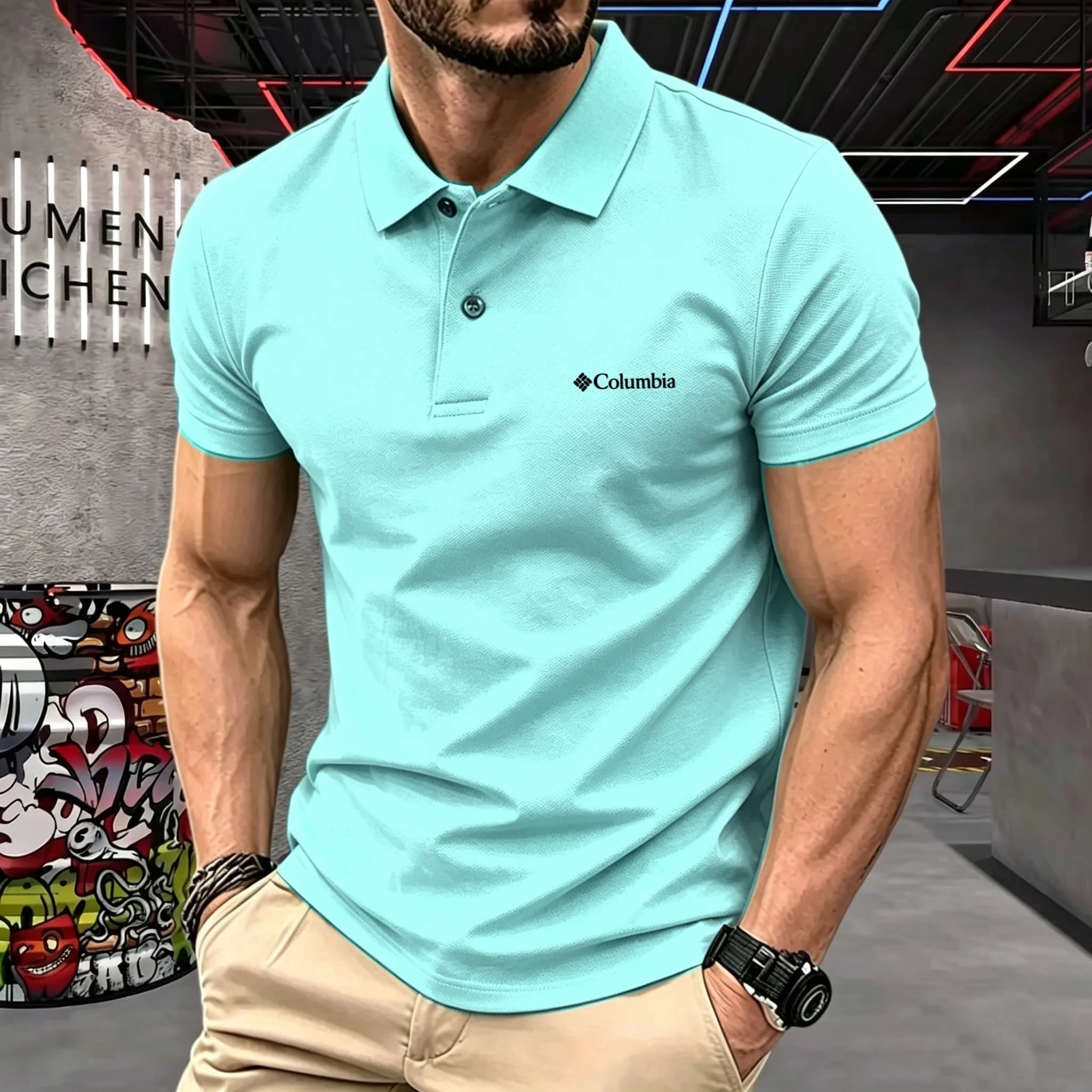 Polo da uomo a maniche corte 100% cotone puro, di alta gamma, firmata 2026, con logo ricamato, per l'estate, lusso, moda, golf, casual