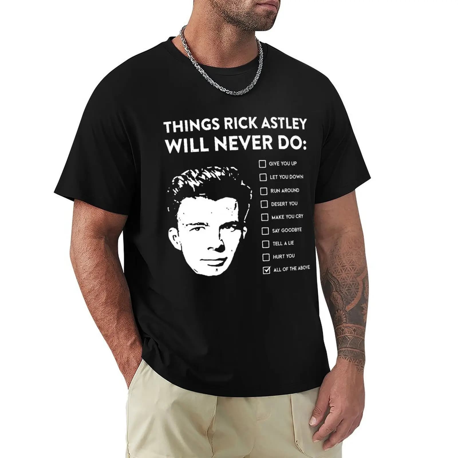 Regali di compleanno Cose che Rick Astley non farebbe mai T-shirt Active Halloween T-shirt in cotone a maniche corte alla moda casual