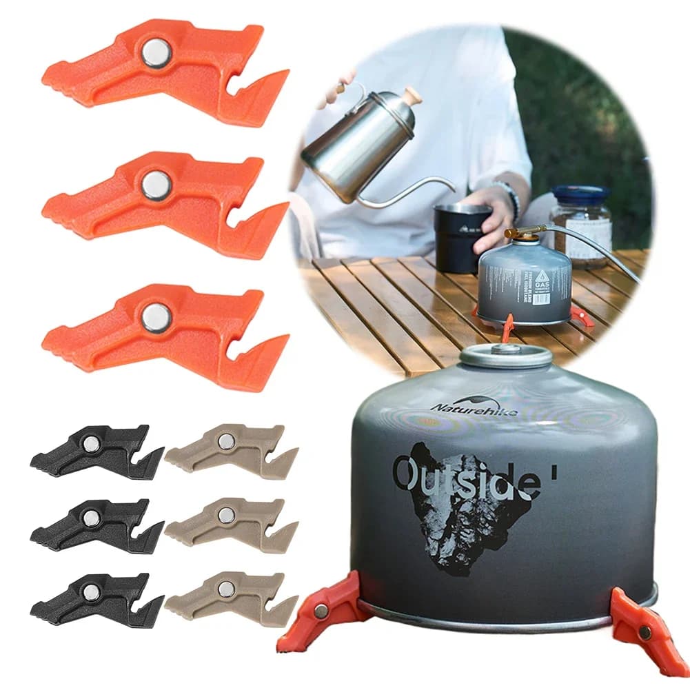 Gas tank bracket with magnetic tripod Stabilizer for multifunctional camping stove for kitchen with backpack