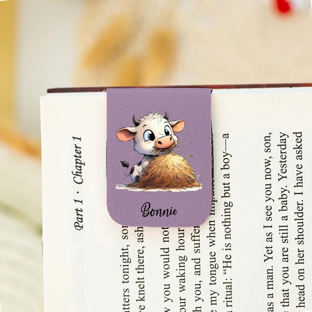 1 segnalibro magnetico viola con stampa UV personalizzata con nome di mucca, eccellente, per regali per bambini
