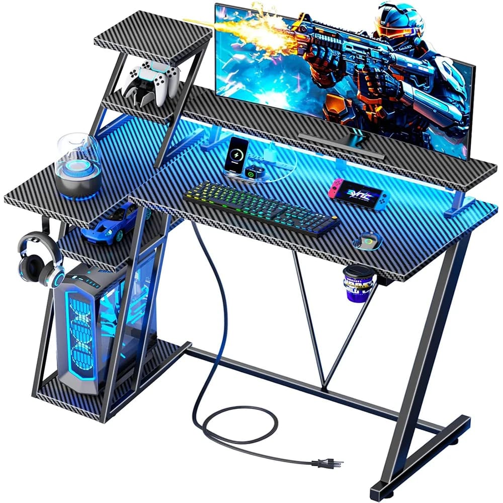 Scrivania da gioco professionale per vendite calde Tavolo da gioco da corsa Design Scrivania da gioco per PC con luce RGB per e-sport