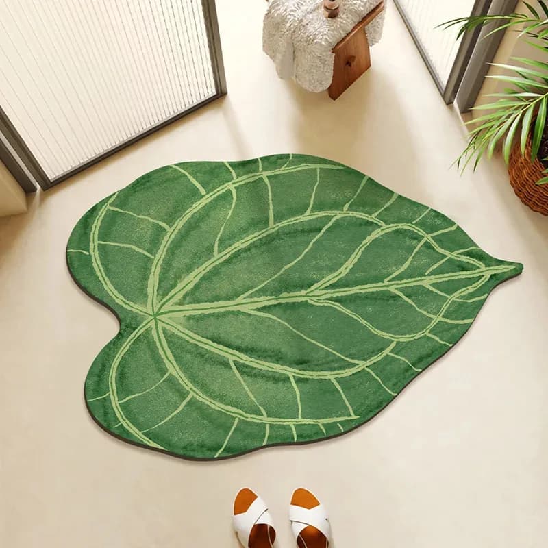 Tappetino da bagno VIKAMA Green Leaf: assorbe l'acqua, asciugatura rapida, tappetino da bagno antiscivolo, tappetino da doccia lavabile in lavatrice, decorazione per la casa