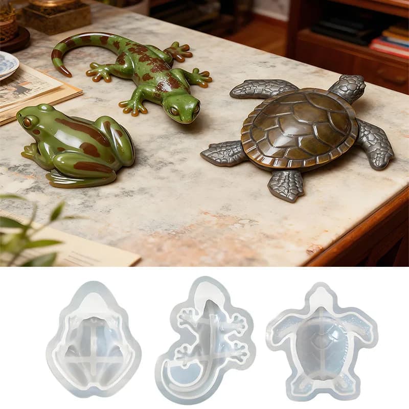 Stampo in Silicone per Candele Aromaterapiche a Forma di Tartaruga, Stampi in Resina e Gesso per Animali come Lucertole e Rane, Decorazioni per la Casa