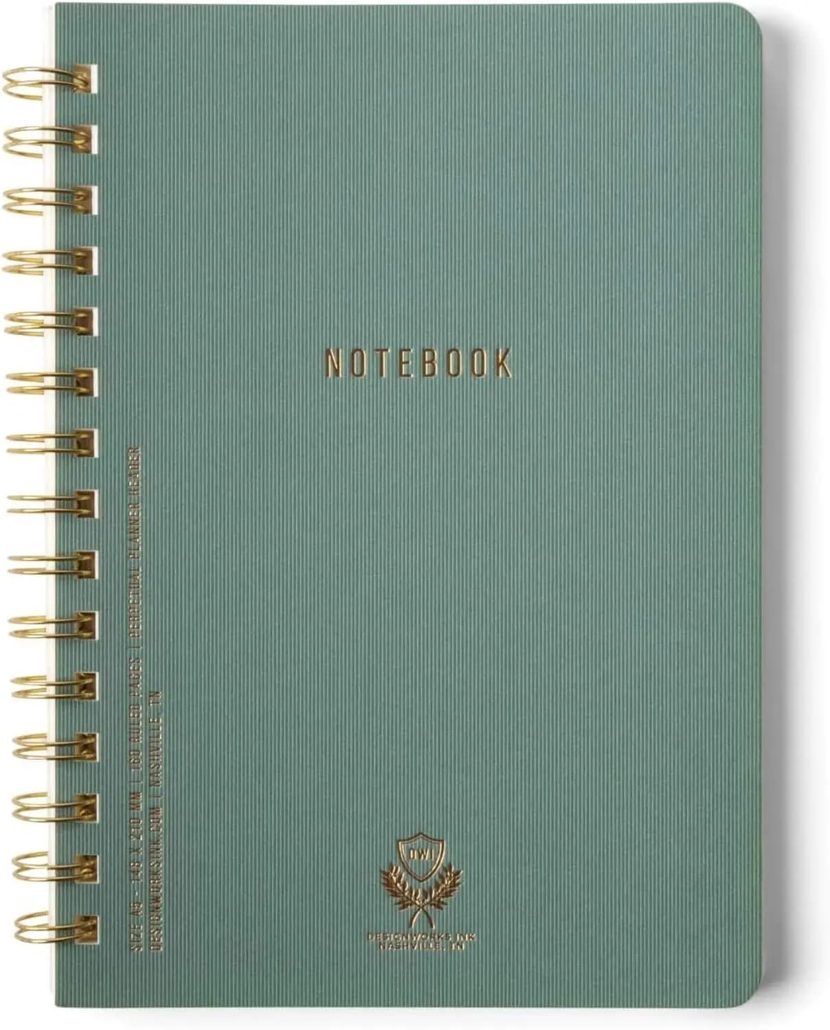 Quaderno con copertina morbida e carta testurizzata, agenda giornaliera e diario con copertina morbida, 160 pagine a righe perforate, 6 x 8,25 pollici, verde ginepro