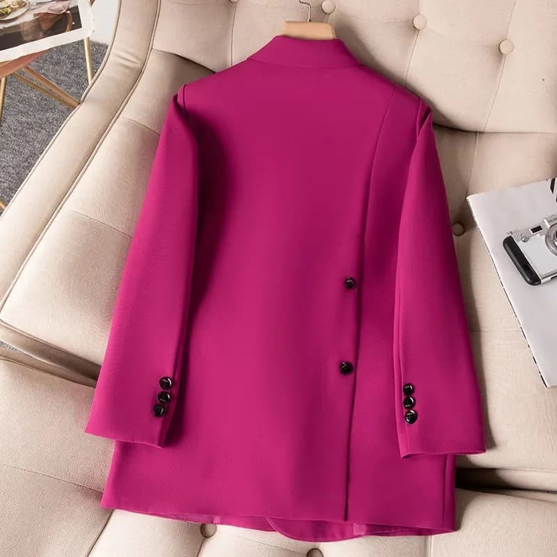 Blazer formali da donna 2023 New Rose Black Women femminile manica lunga doppiopetto Slim Business Work Wear giacca capispalla