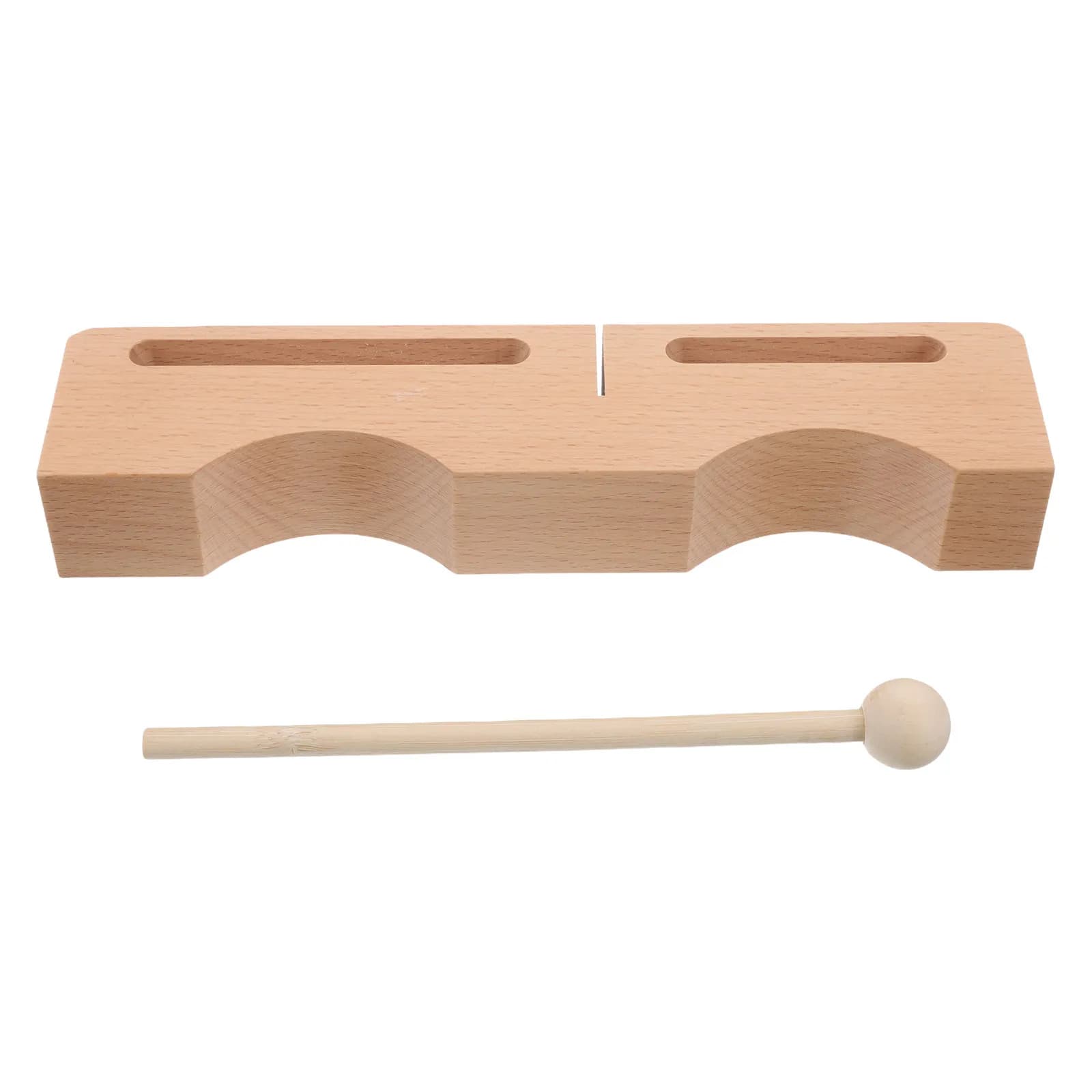 Blocco Percussivo Professionale in Legno, Strumento Ritmico a Doppio Tono in Faggio per Opera Cinese ed Educazione Musicale