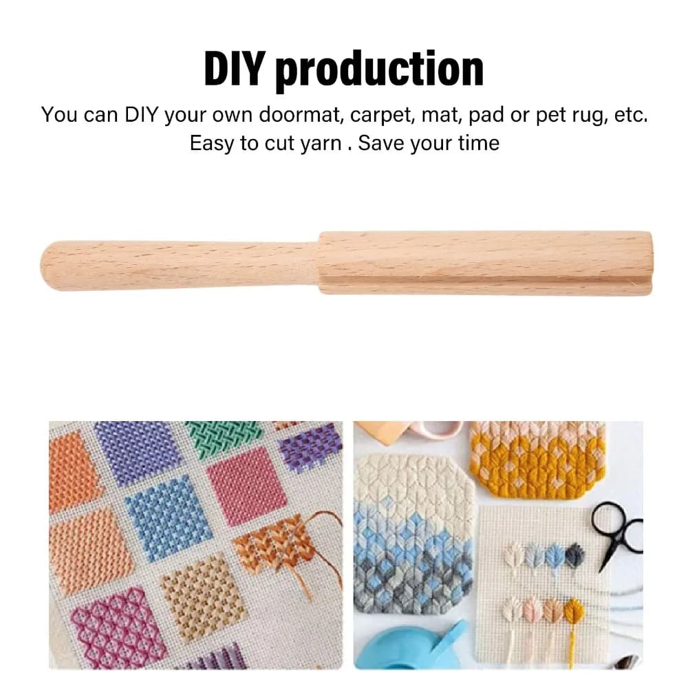 Durable Wooden Yarn Cutter Tool Easy Cutting Function Crochet Yarn Cutter DIY Handcraft Tool For Embroidery Crafts