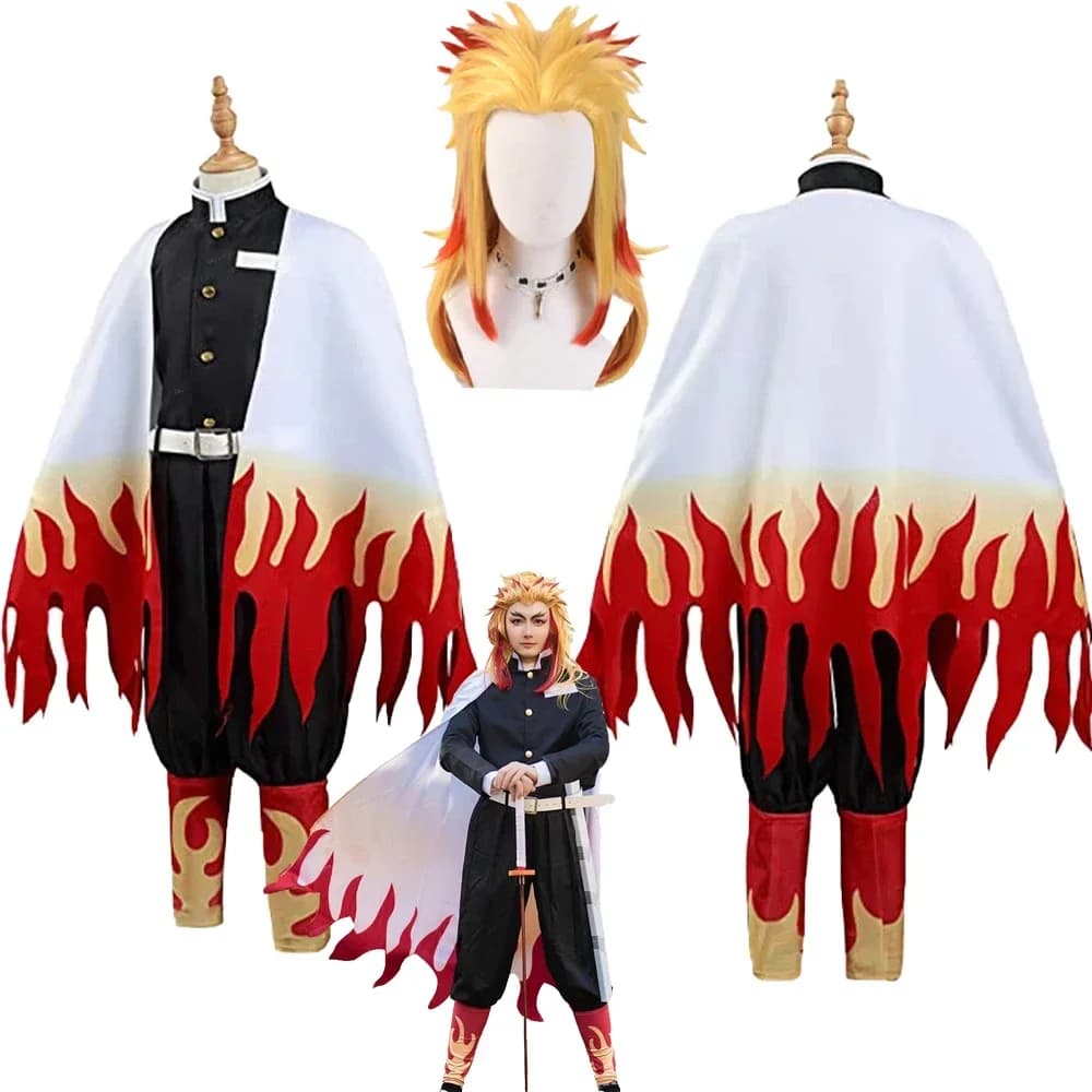 2026New Rengoku Kyoujurou Outfits Anime Cosplay Costume Adult Wig Kimono Uniform Party Clothes