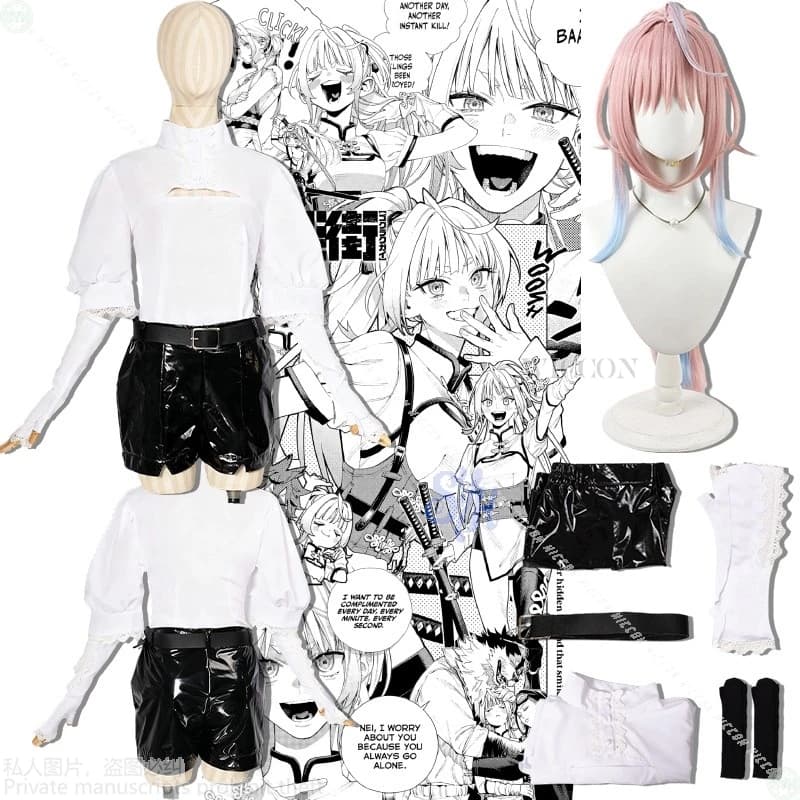 Kawaii Anime Gokurakugai Nei Takarai Costume Cosplay con pantaloncini in PU Rosa Jirai Kei Qipao Uniforme per ragazze Parrucca da festa di Halloween I