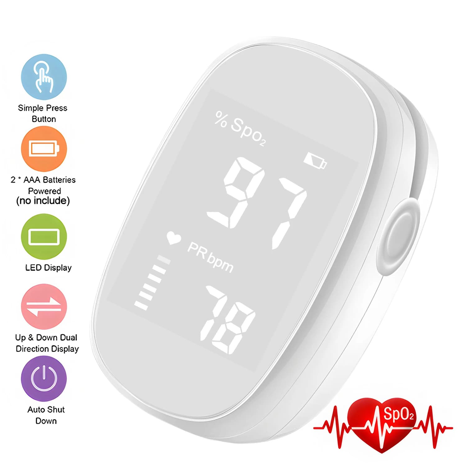 1 digital pulse oximeter with fingertips | Family health diagnostic monitor with finger oximeter with OLED display