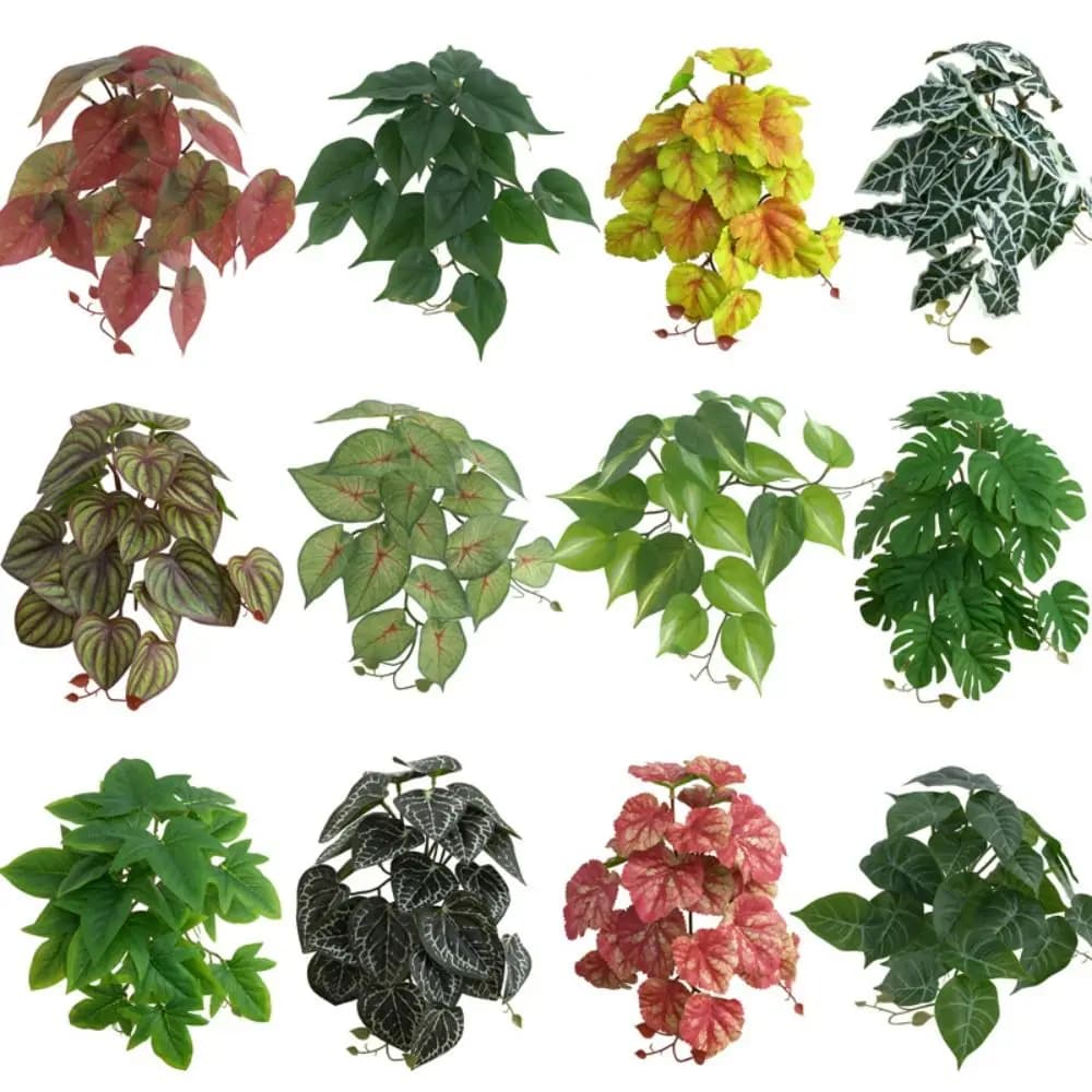 23 Leaves Artificial Green Plant Leaves Tropical Plant Real Touch Silk Turtle Back Bamboo Leaves Plastic Large