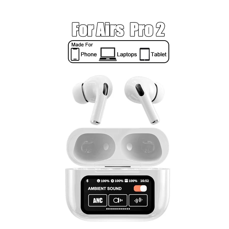 Bluetooth Airs Pro 2 mobile phones with Touch Screen, ANC, ENC, Noise Reduction, Wireless TWS for All Phones, Laptop and Tablet