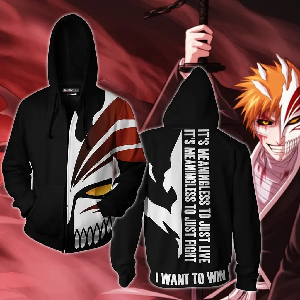 Classic Japanese Anime "Bleach" Ichigo Kurosaki 3D Hoodie Series Cosplay Anime 3D Hooded Sweatshirt Hoodie