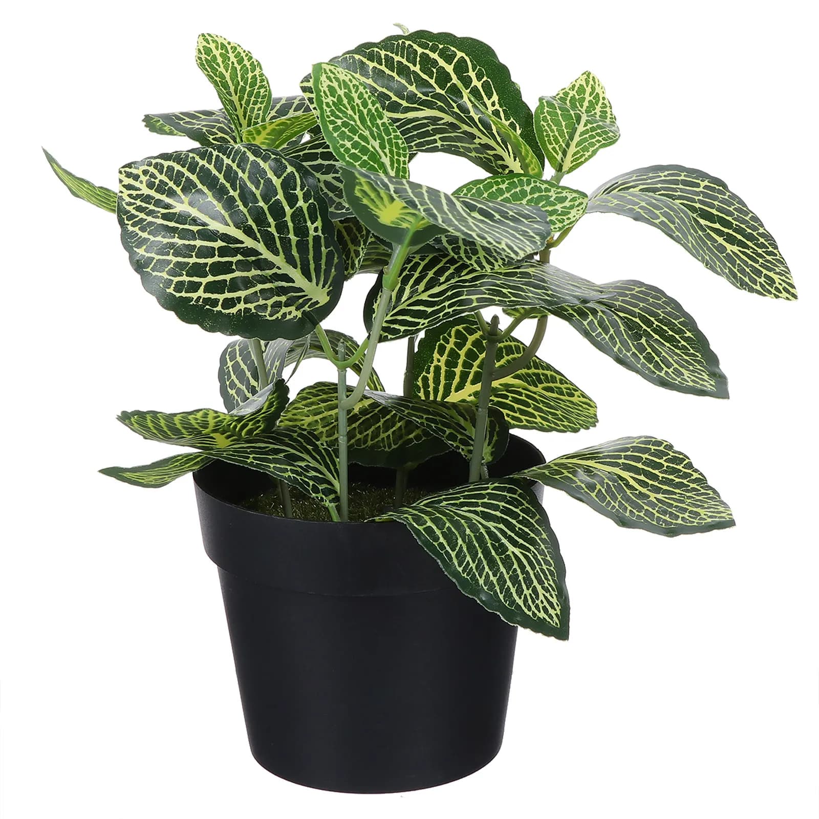 Realistic Fake Fittonia Potted Plant Artificial Greenery Desktop Decor for Home Office Bar No Watering Needed Lifelike Indoor