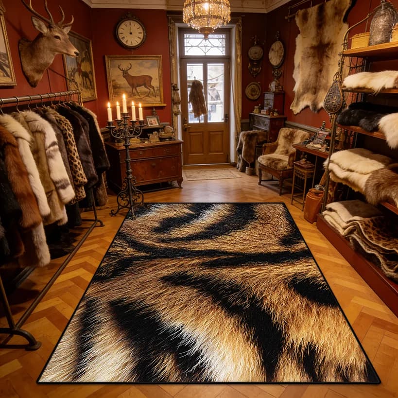Modern Animal Fur 3D Pattern Soft Living Room Rug Antiskid Fluffy Shop Decoration Luxury Carpet Large Size Easy Clean Floor Mats