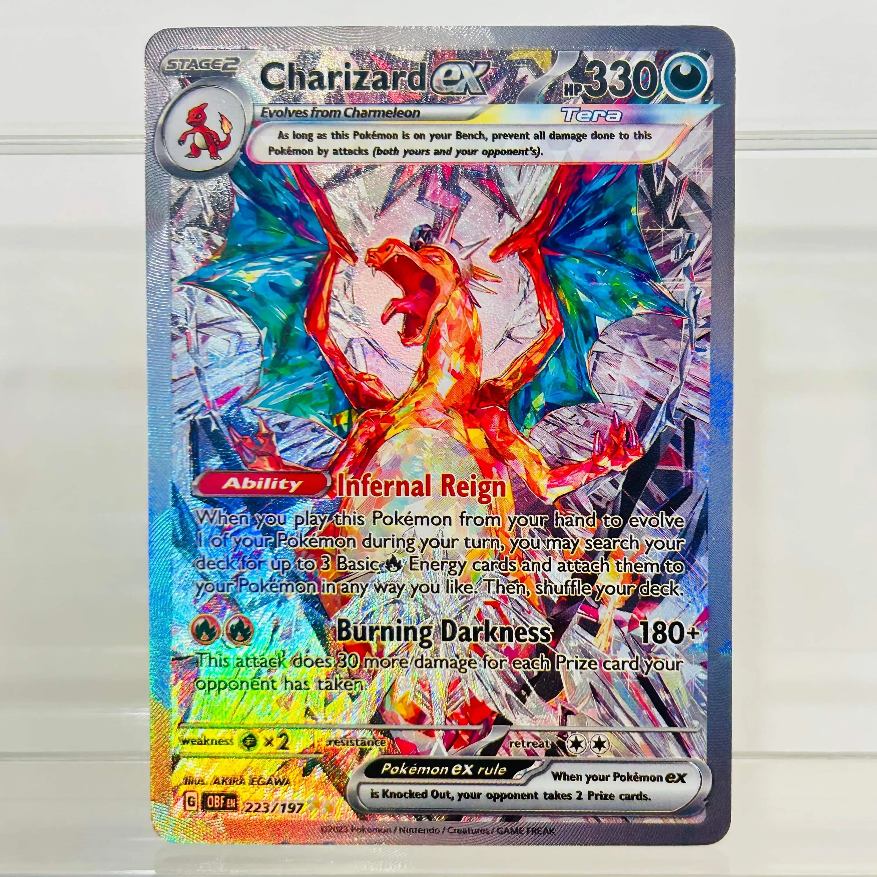 DIY Charizard ex 223/197 Foil Texture Cards English Version Collectible Grade Premium Anime TCG Collection Cards