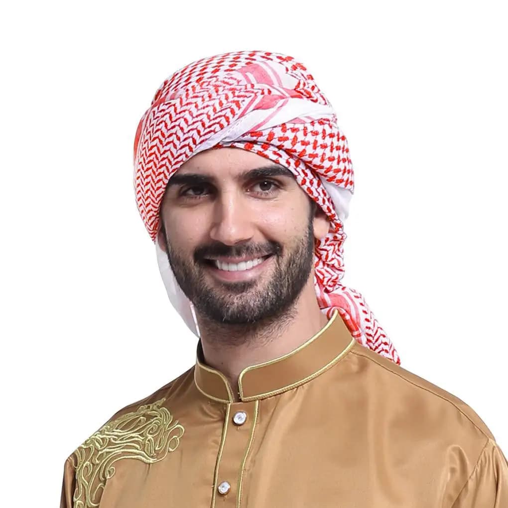 140*140 cm Uomini Arabi Piazza Keffiyeh Hijab Musulmano Shemagh Foulard Islamico Arabo Saudita Testa degli uomini Avvolgere Bandana Testa Sciarpe al collo