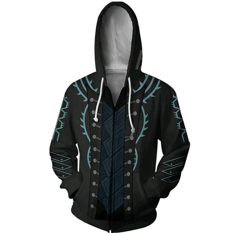 Nuovo Gioco Devil May Cry 5 Felpe con cappuccio Vergil Abiti Cosplay Giacca con stampa 3D Unisexy Felpa con cerniera con cappuccio cardigan Cappotto con cappuccio